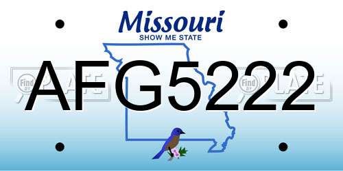AFG5222 Missouri License Plate