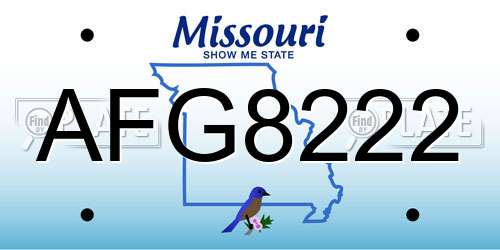 AFG8222 Missouri License Plate