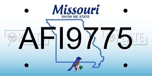 AFI9775 Missouri License Plate