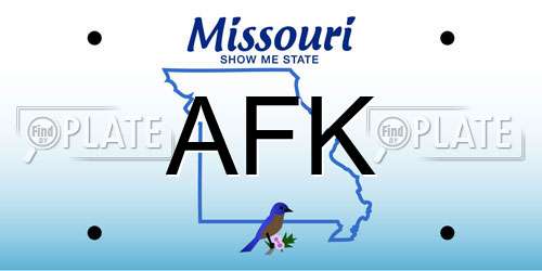 AFK Missouri License Plate