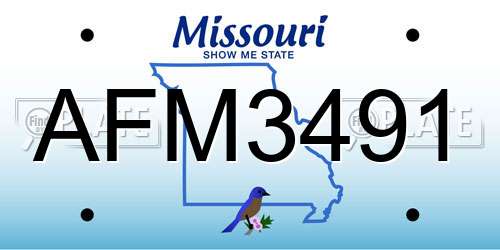 AFM3491 Missouri License Plate