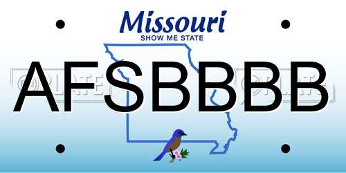 AFSBBBB Missouri License Plate