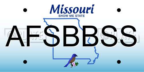 AFSBBSS Missouri License Plate