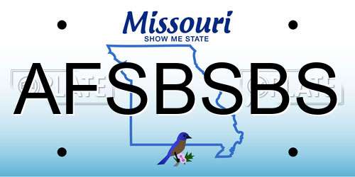 AFSBSBS Missouri License Plate