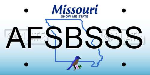 AFSBSSS Missouri License Plate