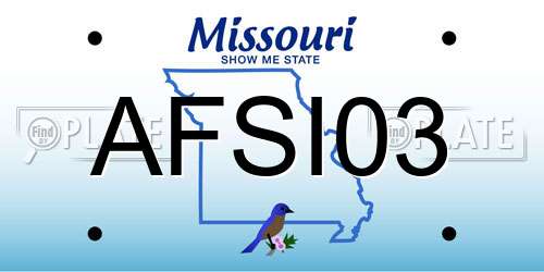 AFSI03 Missouri License Plate