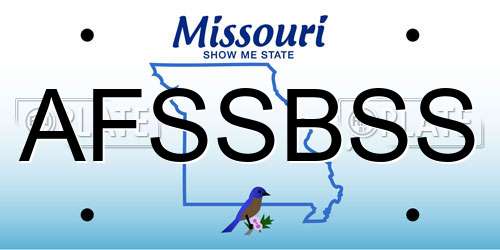 AFSSBSS Missouri License Plate