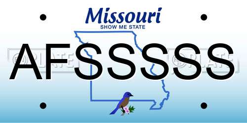 AFSSSSS Missouri License Plate
