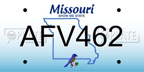 AFV462 Missouri License Plate