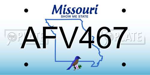 AFV467 Missouri License Plate