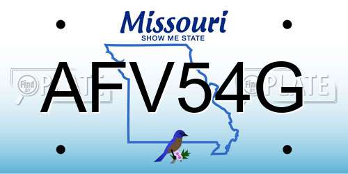 AFV54G Missouri License Plate