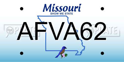 AFVA62 Missouri License Plate