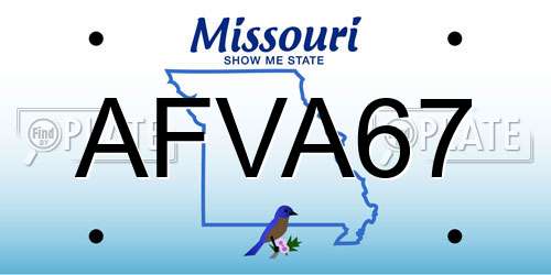 AFVA67 Missouri License Plate