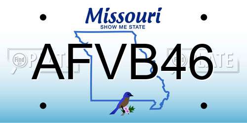 AFVB46 Missouri License Plate