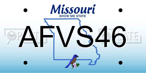 AFVS46 Missouri License Plate