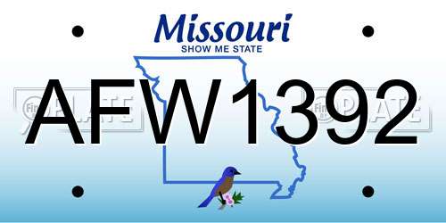 AFW1392 Missouri License Plate