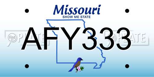 AFY333 Missouri License Plate