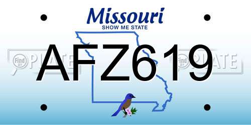 AFZ619 Missouri License Plate