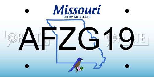 AFZG19 Missouri License Plate