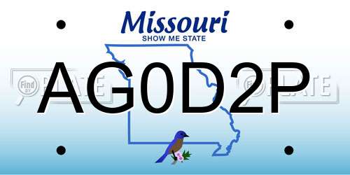 AG0D2P Missouri License Plate