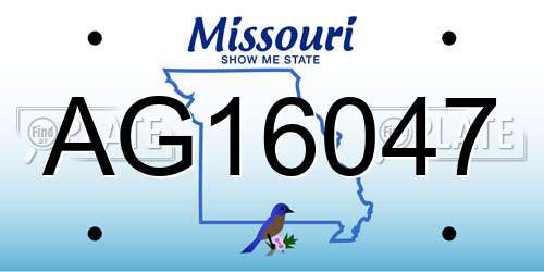 AG16047 Missouri License Plate