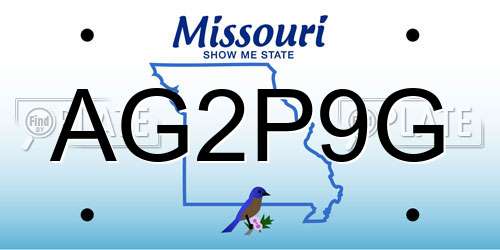 AG2P9G Missouri License Plate