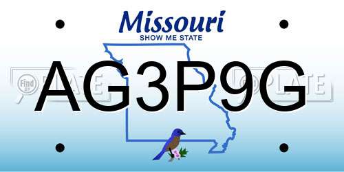 AG3P9G Missouri License Plate