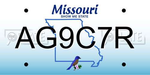 AG9C7R Missouri License Plate