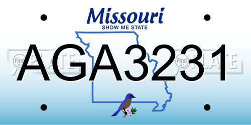 AGA3231 Missouri License Plate