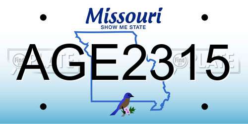 AGE2315 Missouri License Plate
