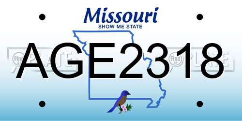 AGE2318 Missouri License Plate