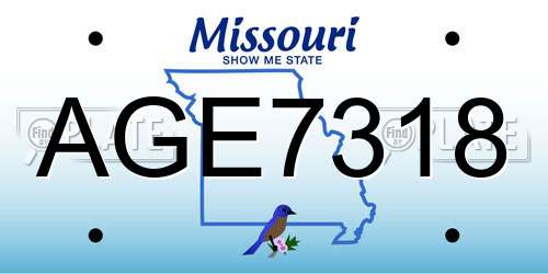 AGE7318 Missouri License Plate