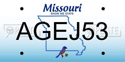 AGEJ53 Missouri License Plate