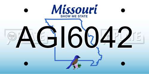 AGI6042 Missouri License Plate