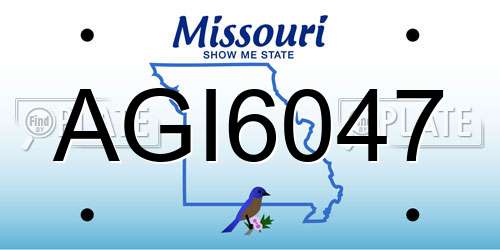 AGI6047 Missouri License Plate