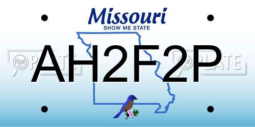 AH2F2P Missouri License Plate