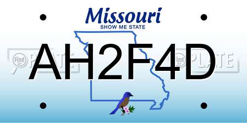 AH2F4D Missouri License Plate
