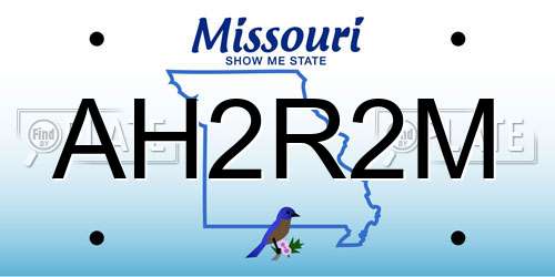 AH2R2M Missouri License Plate