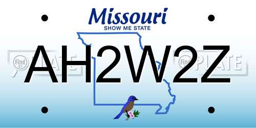 AH2W2Z Missouri License Plate