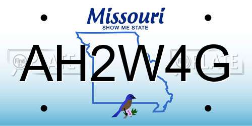 AH2W4G Missouri License Plate