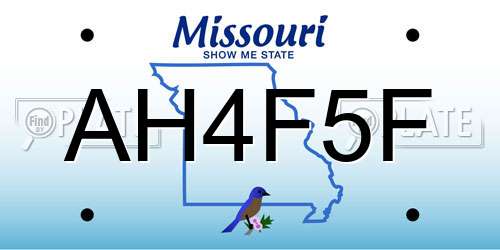 AH4F5F Missouri License Plate