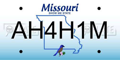 AH4H1M Missouri License Plate