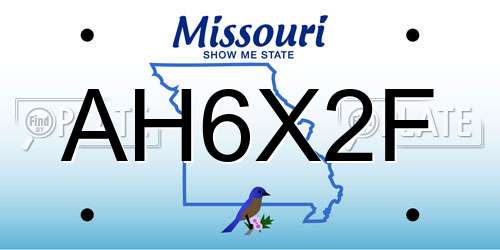 AH6X2F Missouri License Plate