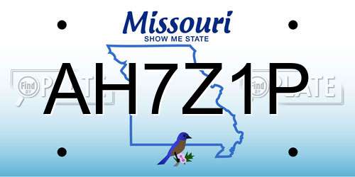 AH7Z1P Missouri License Plate