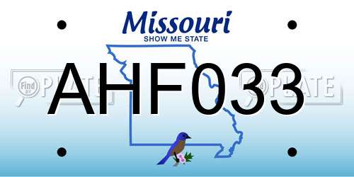 AHF033 Missouri License Plate