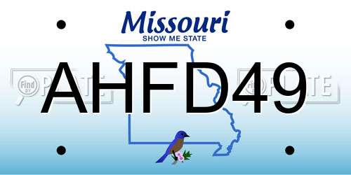 AHFD49 Missouri License Plate