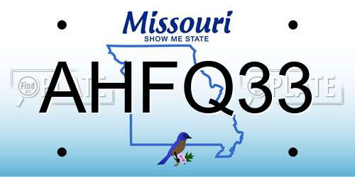 AHFQ33 Missouri License Plate