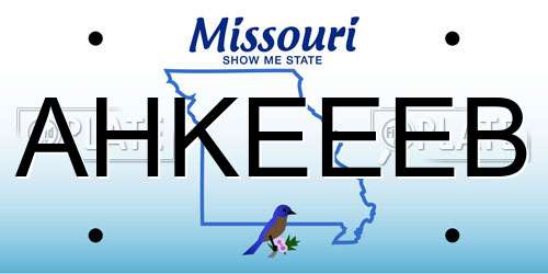 AHKEEEB Missouri License Plate