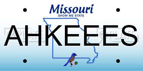 AHKEEES Missouri License Plate