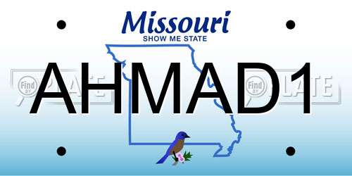 AHMAD1 Missouri License Plate